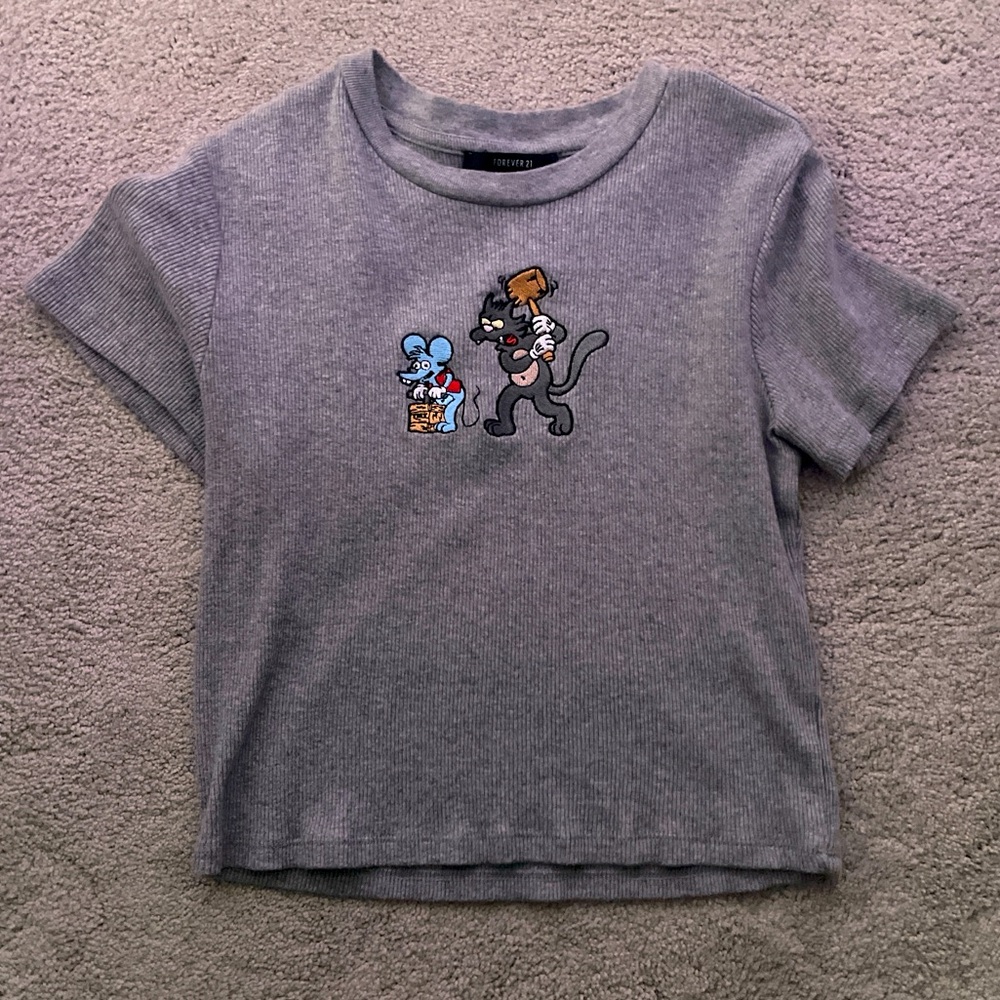 Forever 21 Gray Itchy and Scratchy Shirt